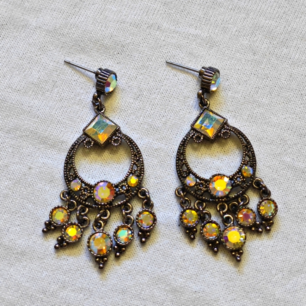 Chandelier Earrings with AB Rhinestone Crystals